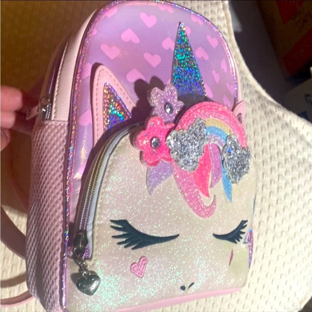 Miss Gwen’s OMG Pink Unicorn Mini Backpack Glitter Kids School Book Bag